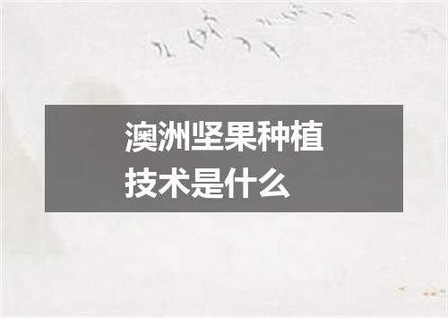 澳洲坚果种植技术是什么