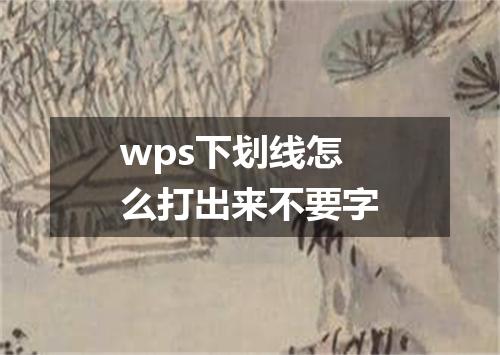 wps下划线怎么打出来不要字