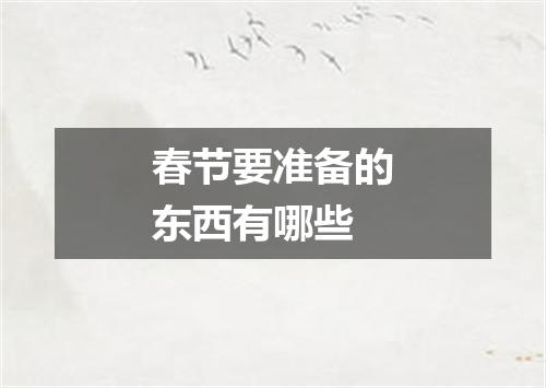 春节要准备的东西有哪些