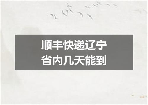 顺丰快递辽宁省内几天能到
