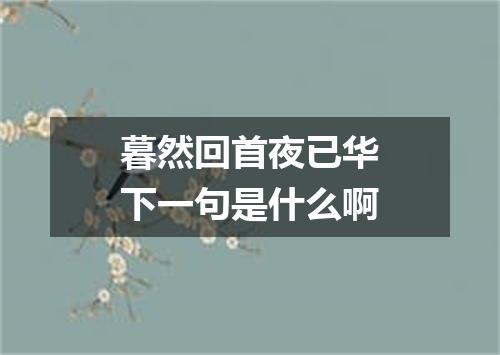 暮然回首夜已华下一句是什么啊