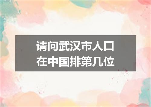 请问武汉市人口在中国排第几位