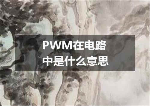 PWM在电路中是什么意思