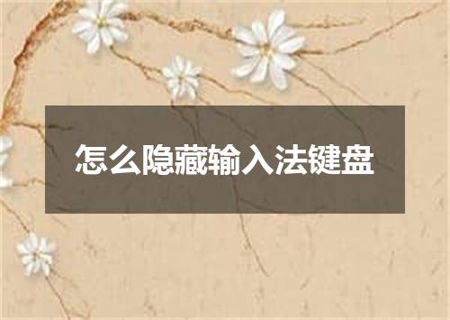 怎么隐藏输入法键盘