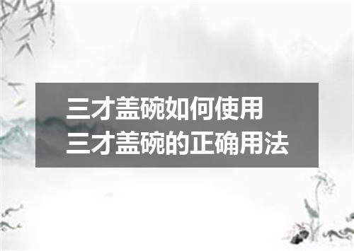 三才盖碗如何使用 三才盖碗的正确用法