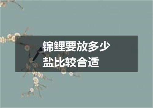 锦鲤要放多少盐比较合适