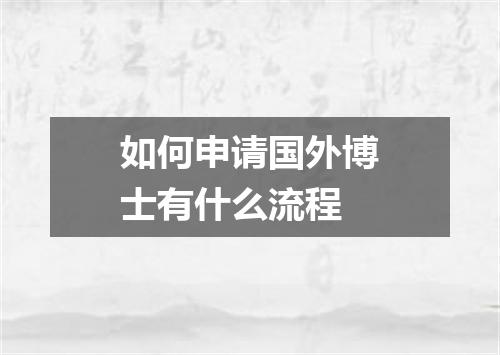 如何申请国外博士有什么流程