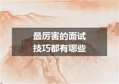 最厉害的面试技巧都有哪些