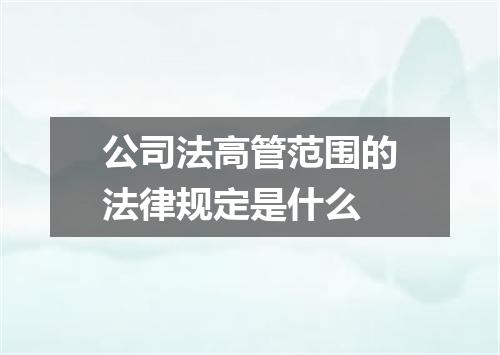 公司法高管范围的法律规定是什么