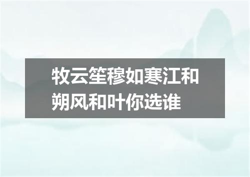 牧云笙穆如寒江和朔风和叶你选谁