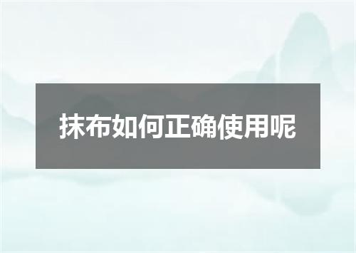 抹布如何正确使用呢