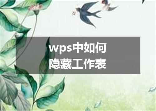 wps中如何隐藏工作表