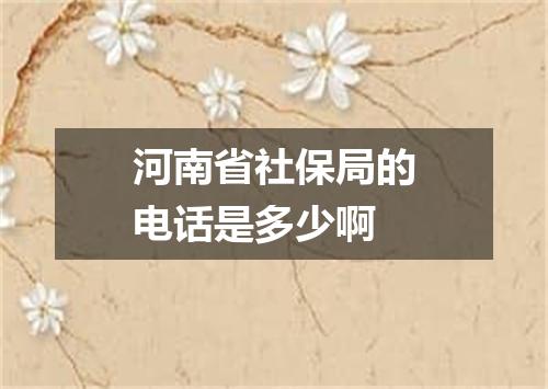 河南省社保局的电话是多少啊