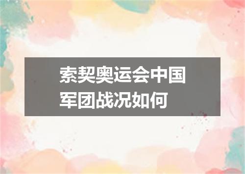 索契奥运会中国军团战况如何
