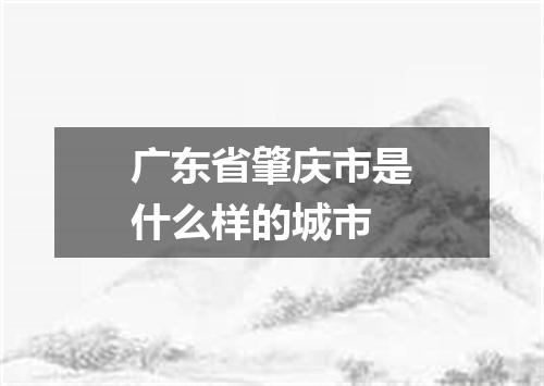 广东省肇庆市是什么样的城市