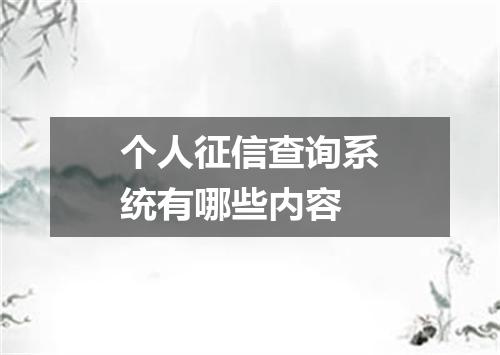 个人征信查询系统有哪些内容