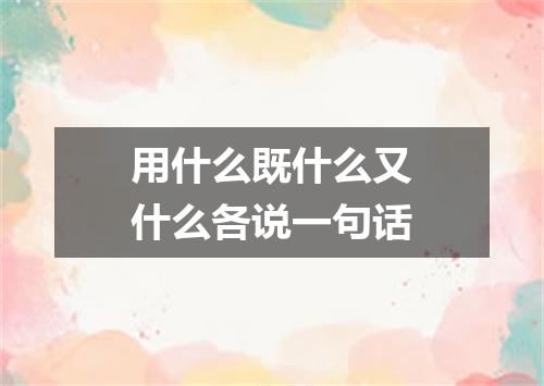 用什么既什么又什么各说一句话