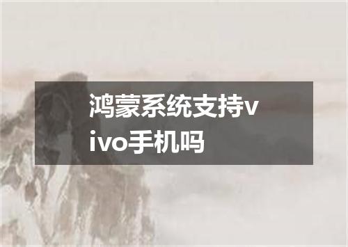 鸿蒙系统支持vivo手机吗