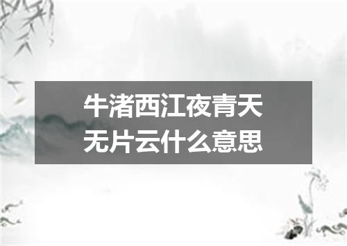 牛渚西江夜青天无片云什么意思