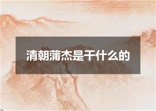 清朝蒲杰是干什么的