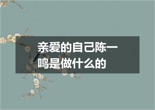 亲爱的自己陈一鸣是做什么的