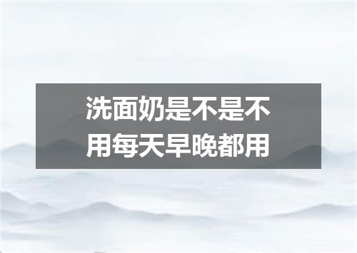 洗面奶是不是不用每天早晚都用