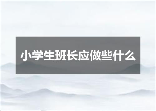 小学生班长应做些什么