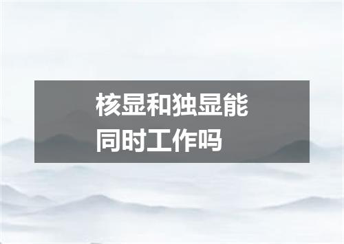 核显和独显能同时工作吗