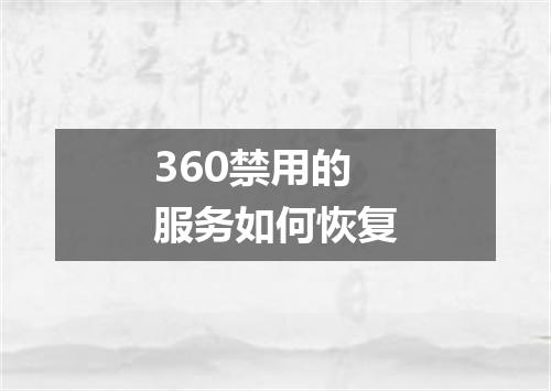 360禁用的服务如何恢复