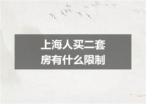 上海人买二套房有什么限制