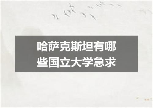 哈萨克斯坦有哪些国立大学急求