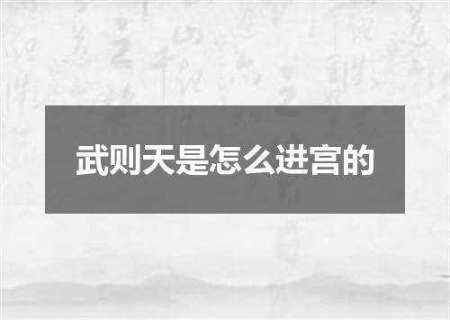 武则天是怎么进宫的