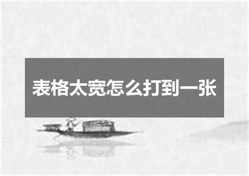 表格太宽怎么打到一张