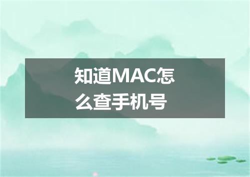 知道MAC怎么查手机号