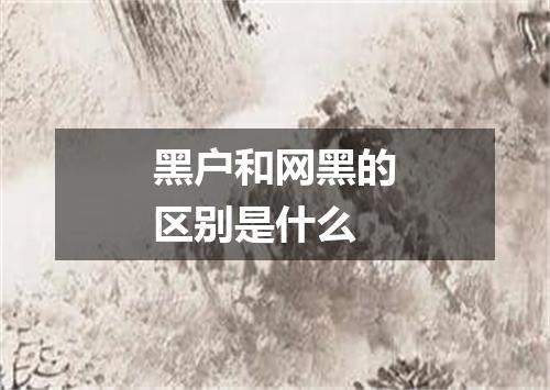 黑户和网黑的区别是什么