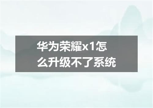 华为荣耀x1怎么升级不了系统