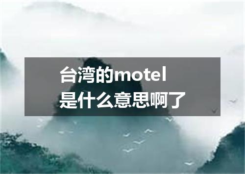 台湾的motel是什么意思啊了