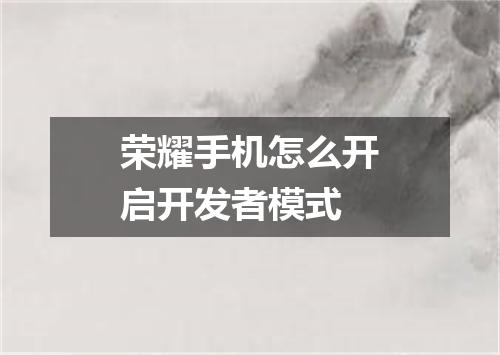 荣耀手机怎么开启开发者模式