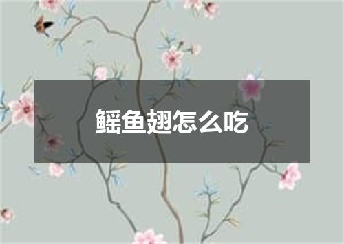 鳐鱼翅怎么吃