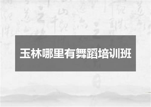 玉林哪里有舞蹈培训班