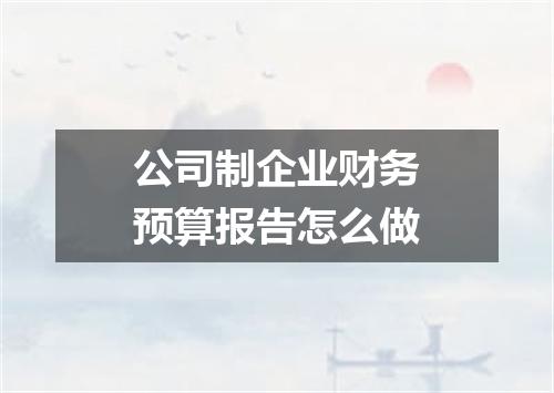 公司制企业财务预算报告怎么做