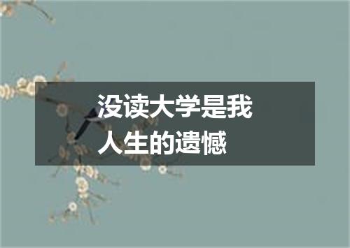 没读大学是我人生的遗憾