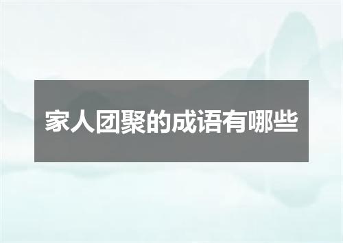 家人团聚的成语有哪些