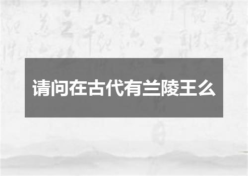 请问在古代有兰陵王么