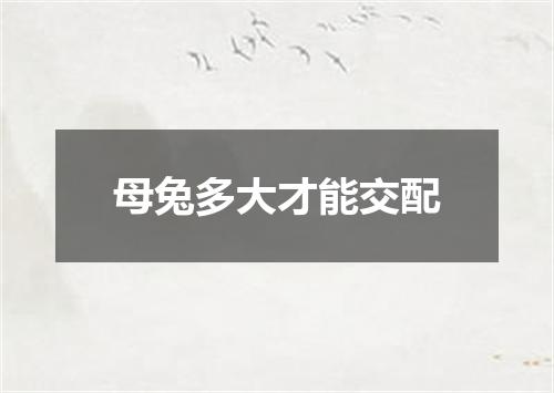 母兔多大才能交配