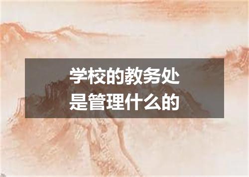 学校的教务处是管理什么的