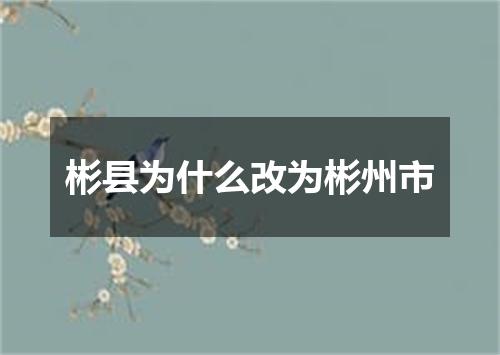 彬县为什么改为彬州市