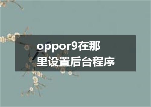 oppor9在那里设置后台程序