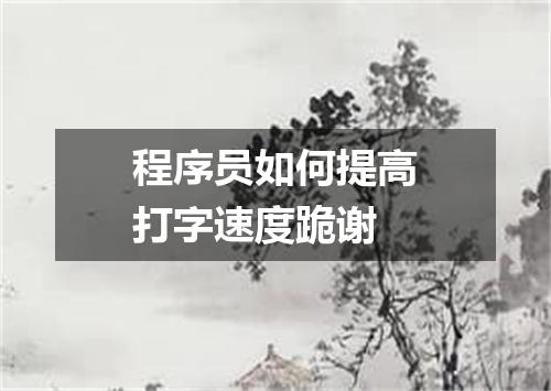 程序员如何提高打字速度跪谢