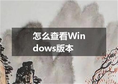 怎么查看Windows版本